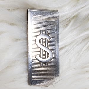 Metal Money Symbol Money Clip With Stripes